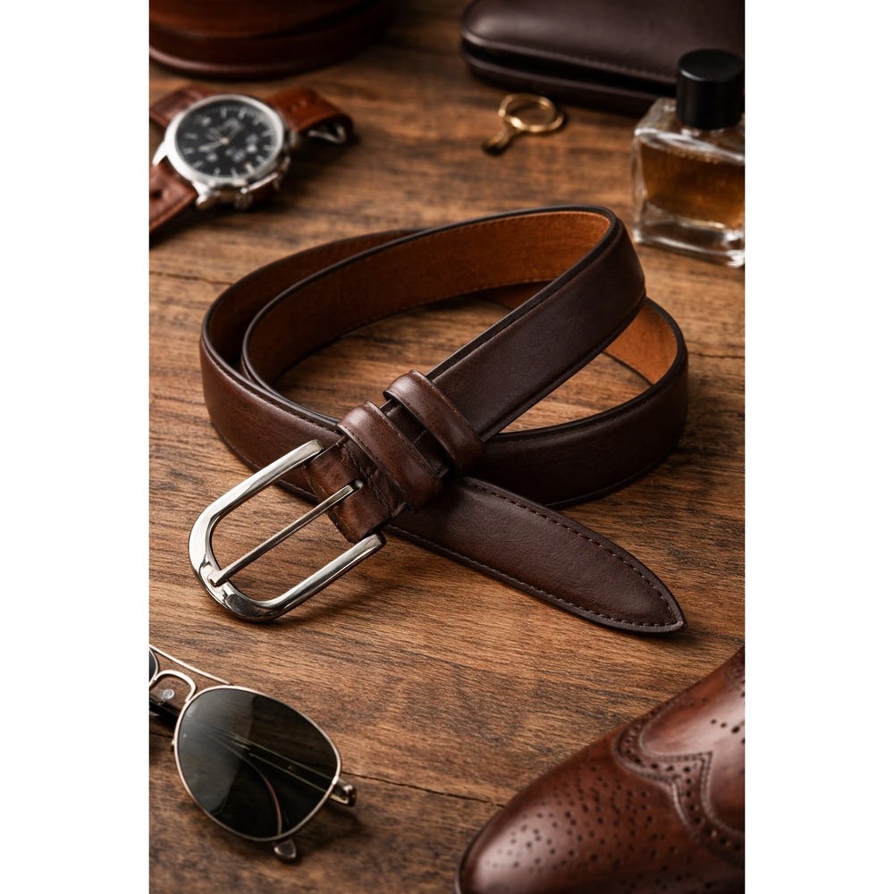 Remo Tulliani Brown Genuine Italian Leather Dress Belt - USA‎ - Men Size 38
